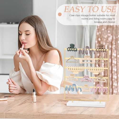 SNOWSTAR Hair Claw Clip Holder Organizer - 5 Tier Iron Rod Hair Clip