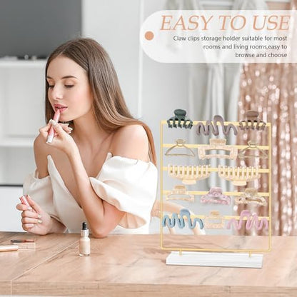 SNOWSTAR Hair Claw Clip Holder Organizer - 5 Tier Iron Rod Hair Clip