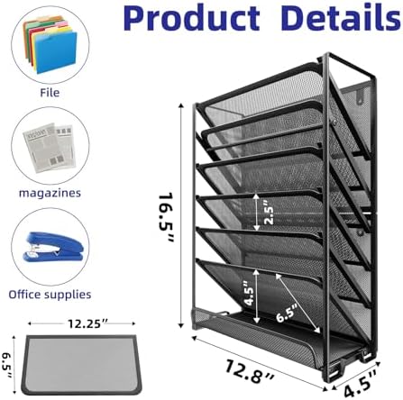 Simple Trending Wall File Organizer, Mesh 7-Tier Vertical Hanging File