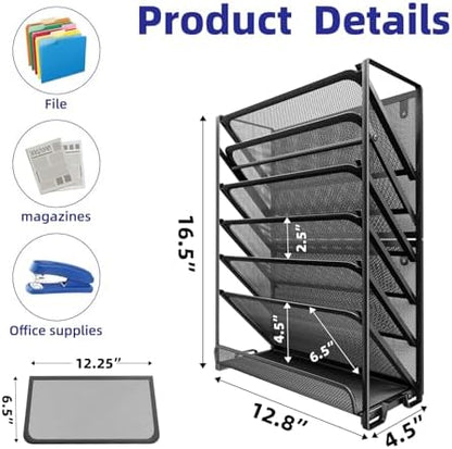 Simple Trending Wall File Organizer, Mesh 7-Tier Vertical Hanging File