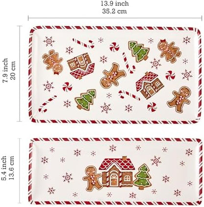 Bico Traditional Gingerbread Man Ceramic 14 inch Rectangular Serving