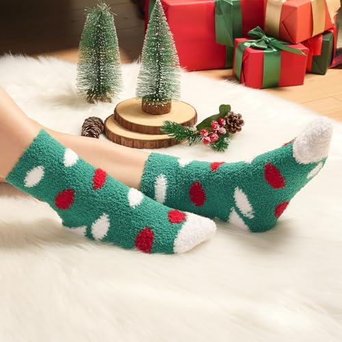 Toes Home Fuzzy Socks for Women, 6 Pairs Cozy Winter Fluffy Slipper