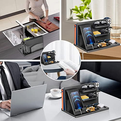 Gifts for Men Bedside Organiser Wood Phone Docking Station Dad