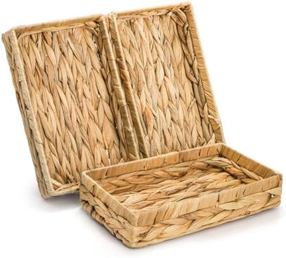 Eorbow 3 Packs Wicker Storage Trays, 10" Rattan Vanity Trays