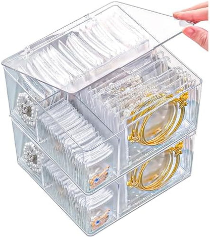 2 Pack 4 In 1 Acrylic Jewelry Organizers and Storage with 120 Portable