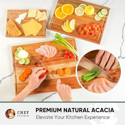 Acacia Wood Cutting Board (Set of 3) – Wooden Cutting Boards for