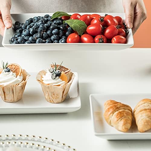 Gomakren 3 Tier Serving Trays Stand, 12 Inch White Rectangular