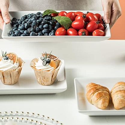 Gomakren 3 Tier Serving Trays Stand, 12 Inch White Rectangular