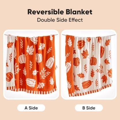 Snuggle Sac Halloween Throw Blanket, Fall Harvest Reversible Orange