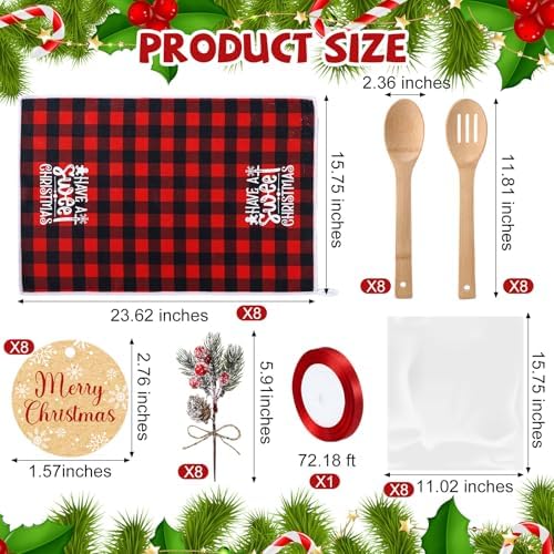 Pinkunn 8 Set Christmas Kitchen Towels, Holiday Cooking Utensils