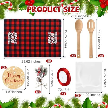 Pinkunn 8 Set Christmas Kitchen Towels, Holiday Cooking Utensils