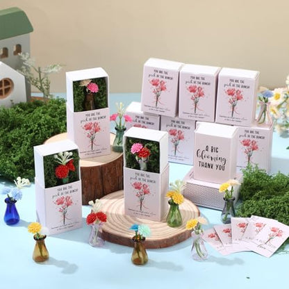 Wonderjune 12 Sets Mini Flower Thank You Gifts Bulk for Women, Mix