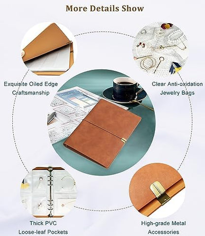 Jewelry Storage Book, Travel Jewelry Organizer with Anti-drop Pockets
