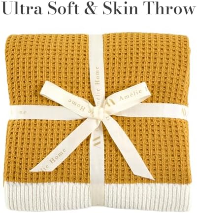 Amélie Home Chenille Throw Blanket, Soft Cozy Waffle Throw for Couch &