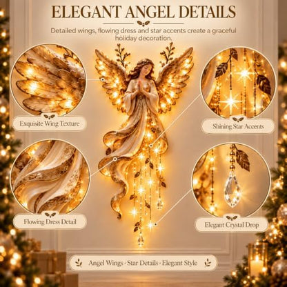 Angel Blessing Wall Light,Starglow Cascading Christmas Angel with