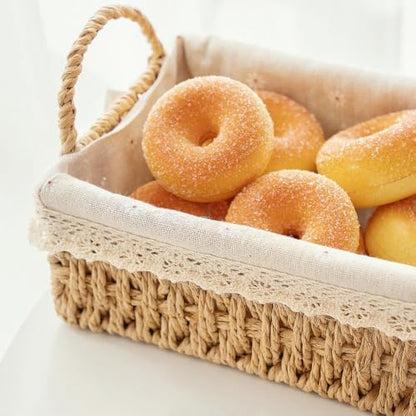 GIB Small Wicker Woven Storage Baskets for Organizing with Handle and
