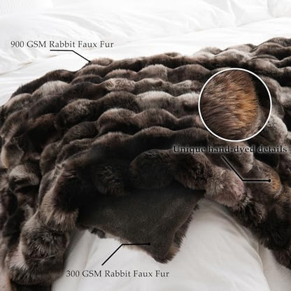 BENVWE Fluffy Faux Fur Throw Blanket for Couch, Soft Plush Thick Cozy