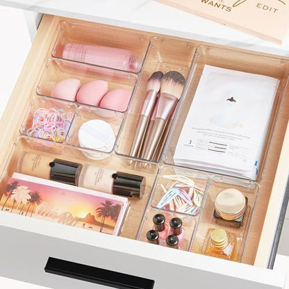 Vtopmart 44 PCS Clear Plastic Drawer Organizers Set, Vanity Organizer
