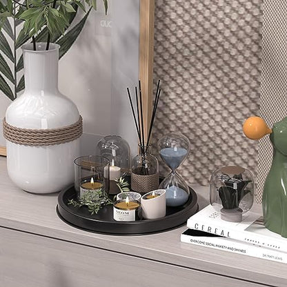 HGF Decorative Tray for Coffee Table, 12 Inch Lightweight Metal Round