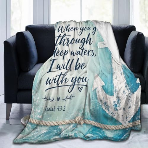 Dynova Christian Anchor Blanket Nautical Scripture Throw Faith Gift