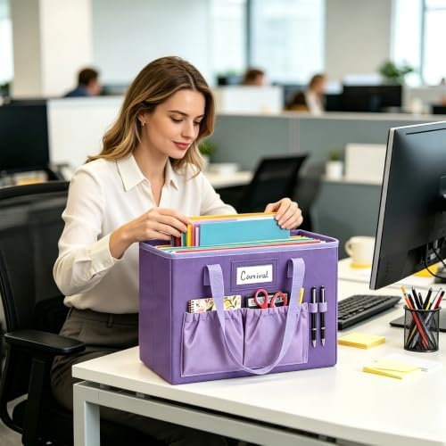 abcxgood Desktop File Organizer Box,Collapsible Hanging Filing