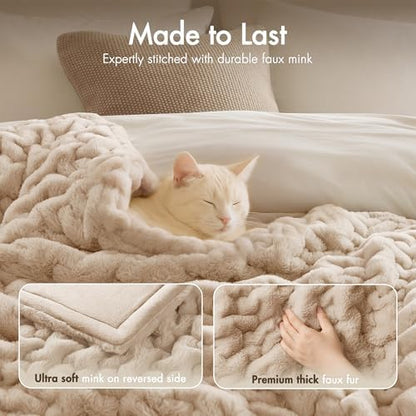 Madison Park Ruched Fur Throw Faux Fur Blanket for Sofa, 50" x 60"