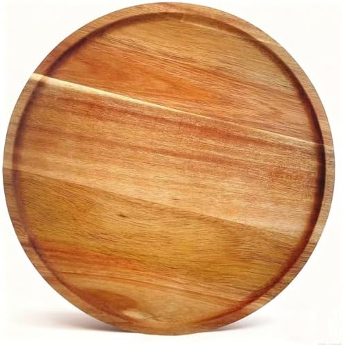 Round Wooden Plates,Acacia Wooden Circle Decorative Serving Trays