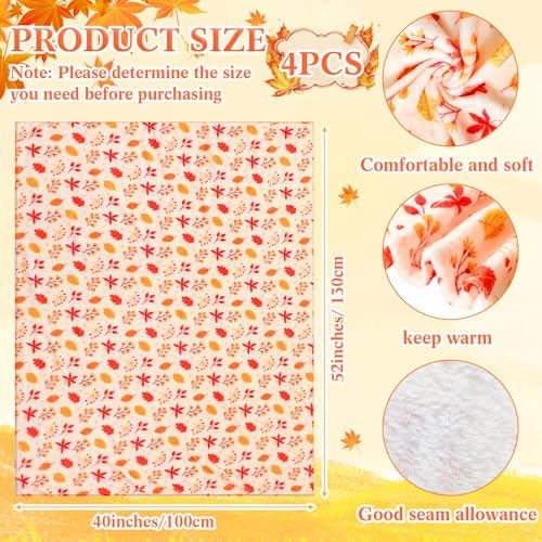 Buryeah 4 Pack Fall Throw Blankets Bulk Flannel Blanket