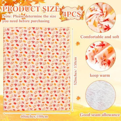 Buryeah 4 Pack Fall Throw Blankets Bulk Flannel Blanket