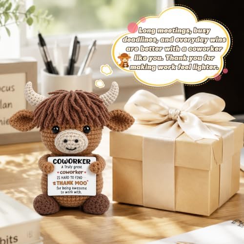 Xinezaa Mini Appreciation Gifts for Women Men Coworkers, Highland Cow