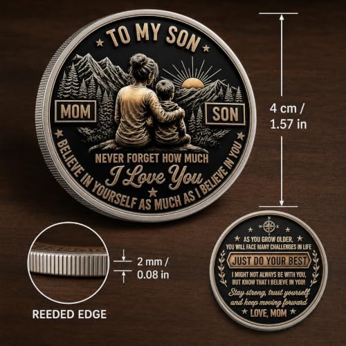 To My Son Just Do You Best Pocket Hug, Encouragement Coin Keychain