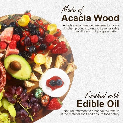 Charcuterie Board Set - 2 Pieces with Knife Set, Premium Acacia Wood