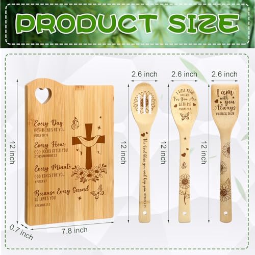 4 Pcs Christian Cutting Board Gifts for Women, God Cares for You