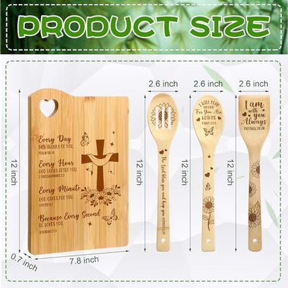 4 Pcs Christian Cutting Board Gifts for Women, God Cares for You