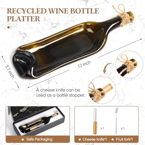 Bokon 1 Pcs Wine Gifts Melted Serving Tray, Brown, Wine Bottle