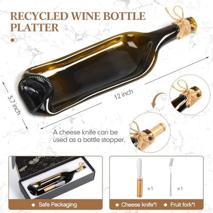 Bokon 1 Pcs Wine Gifts Melted Serving Tray, Brown, Wine Bottle