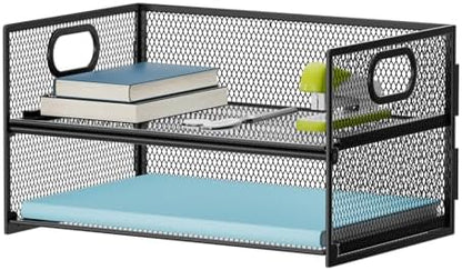 Marbrasse 2 Tier Paper Organizer Letter Tray, Mesh File Organizer with