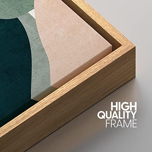 IDEA4WALL Framed Canvas Print Wall Art Pastel Mid-Century Green Tan