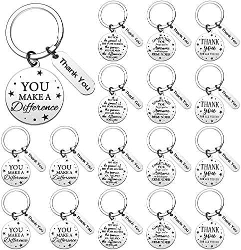 Yinkin 16 Pcs Thank You Keychain Employee Teacher Appreciation Gifts