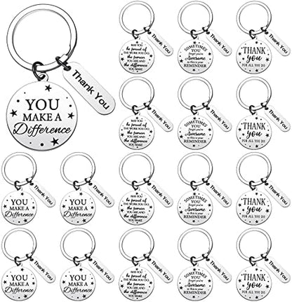 Yinkin 16 Pcs Thank You Keychain Employee Teacher Appreciation Gifts