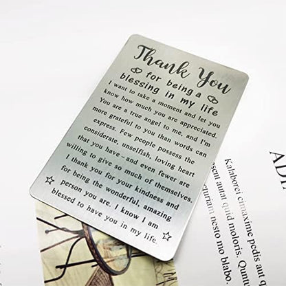 TGCNQ Metal Engraved Card - Thank You Gifts for Women Men
