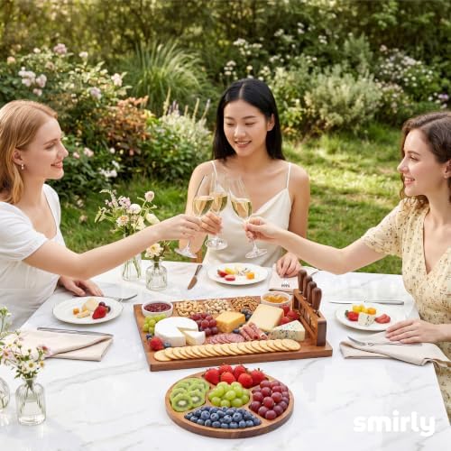 SMIRLY Charcuterie Board Set with Serving Accessories, Large Acacia