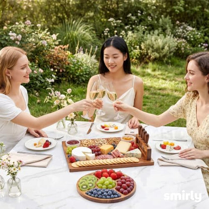SMIRLY Charcuterie Board Set with Serving Accessories, Large Acacia