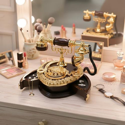 Big Telephone Trinkets 7x8'' Vintage Musical Jewelry Box with Drawer
