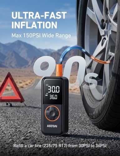 AstroAI L4 Cordless Tire Inflator Portable Air Compressor, 150PSI