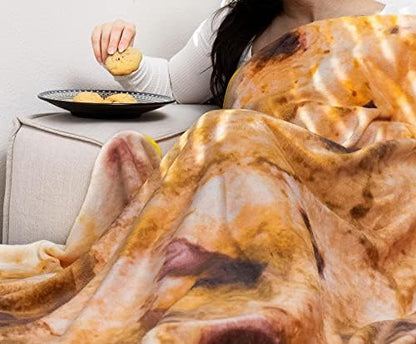 Chocolate Chip Cookie Round Fleece Throw Blanket, Realistic Dessert