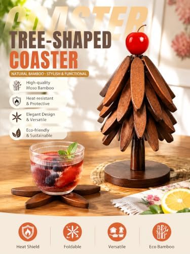 Wooden Trivets for Hot Dishes Christmas Tree Trivet Set of 5 with