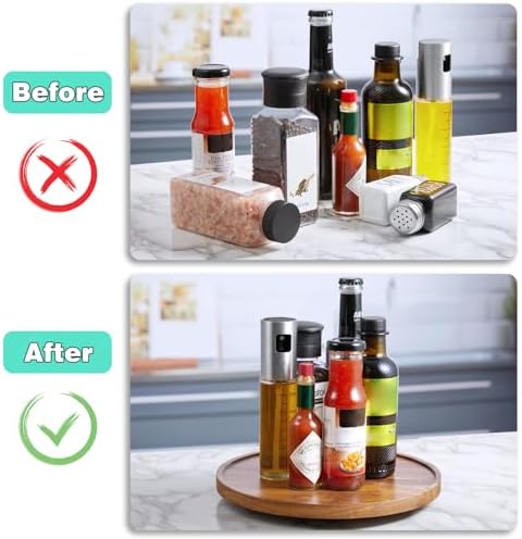 10" Acacia Wood Lazy Susan Turntable Organizer for Cabinet, Round