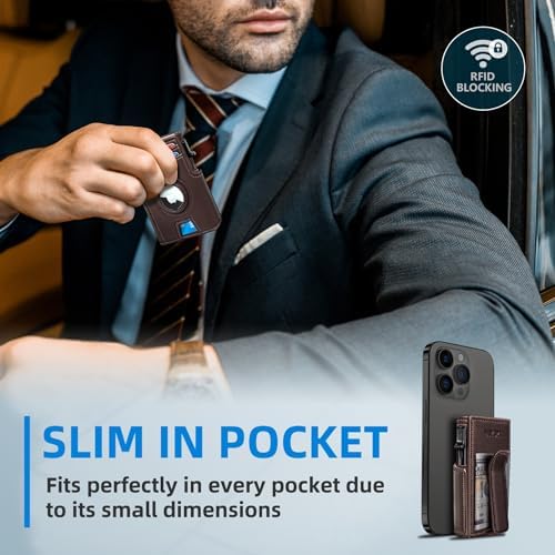 miyozi Airtag Wallet for Men,with Money Clip 10 Cards Metal Case Smart
