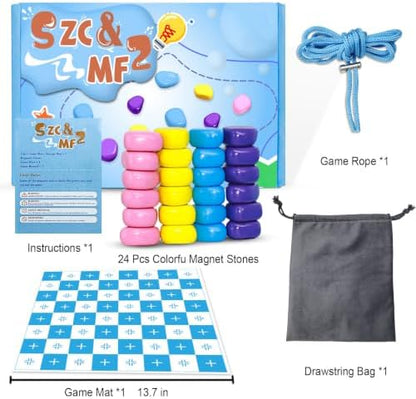 Magnetic Chess Game,Magnet Game with 24 Stones & String Strategy Board